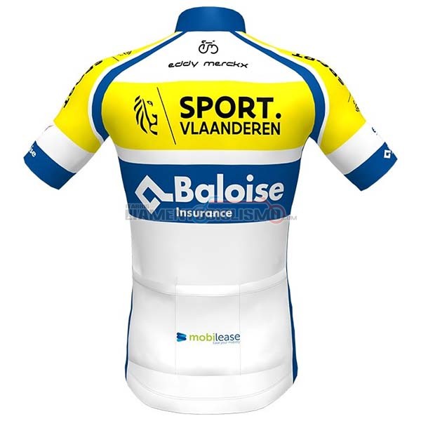 Abbigliamento Ciclismo Sport Vlaanderen-Baloise Manica Corta 2020 Bianco Giallo Blu